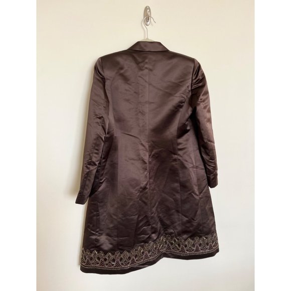 Kasper Bronze Knee Length Embroidered Coat - Size 8 - Picture 4 of 14